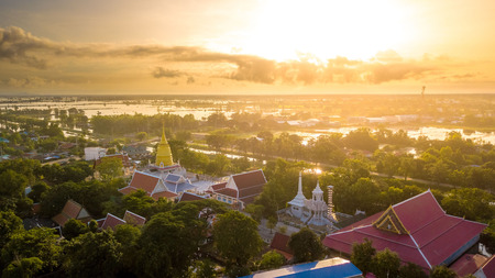 Aerial View Wat Chaiyamongkol Bang Mul Nak Province Phichit Thailandの写真素材