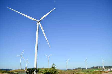 Wind turbine power plants, generating electricity 