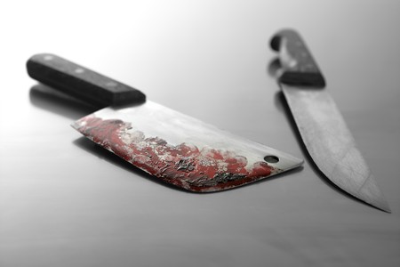 An assassin killing weapon, the bloody knifeの写真素材