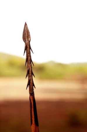 african sharp weapon macro detail golden outdoorsの写真素材
