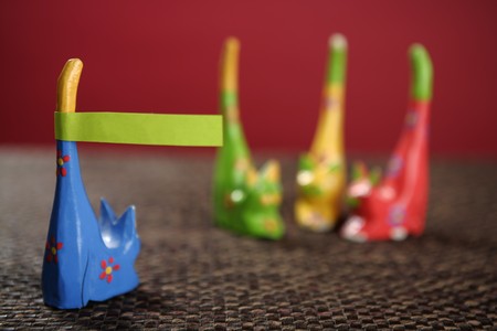 four color handcraft cats one copy space message in tailの写真素材