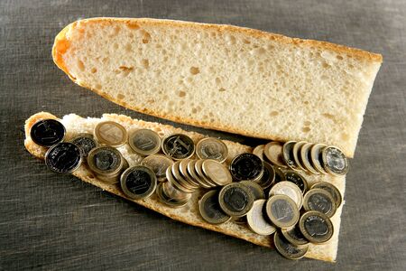 Euro currency sandwich business financial menu metaphorの写真素材