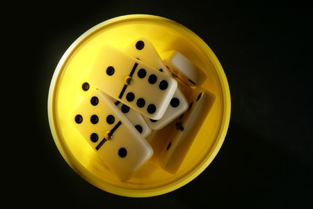 Domino game business metaphor of choosing the right way