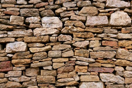 Masonry stone wall texture, old Spain ancient architecture detail
