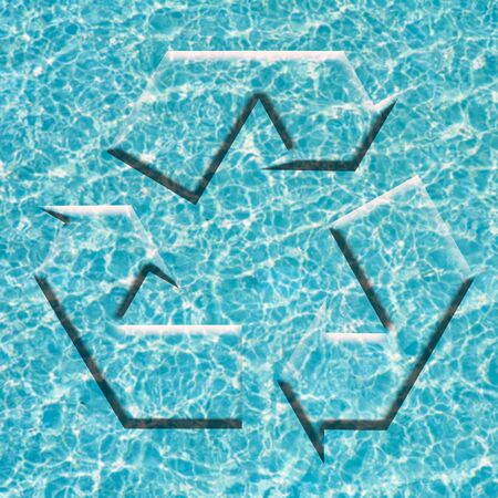 Recycle turquoise water texture symbol, ecology, environment conservationの写真素材