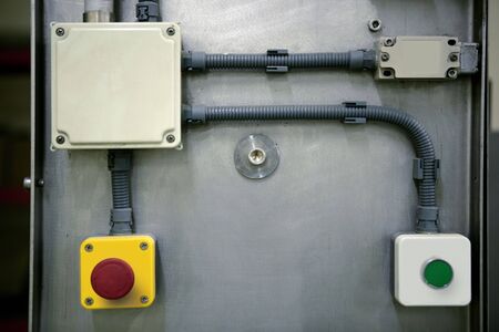 Industrial control panel button, industry equipment installationの写真素材