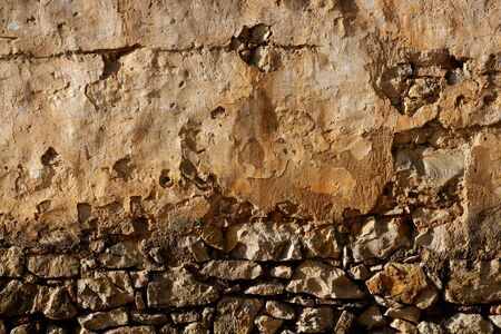 Masonry stone wall texture, old Spain ancient architecture detailの写真素材