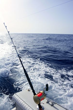 Fishing big game tuna boat with rod and reelsの写真素材