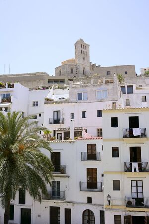 Ibiza Mediterranean island architecture houses in summer vacationの写真素材