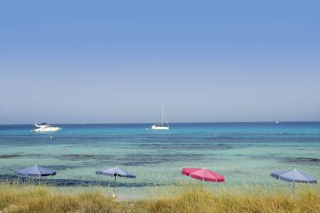 Formentera island near Ibiza in Mediterranean Spain summerの写真素材