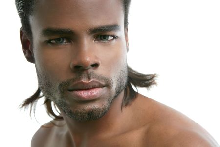 African american cute black young man closeup portraitの写真素材