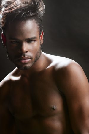 African american cute black young man closeup portraitの写真素材
