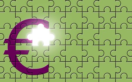 Euro sign on a puzzle with missing piece, european symbolの写真素材