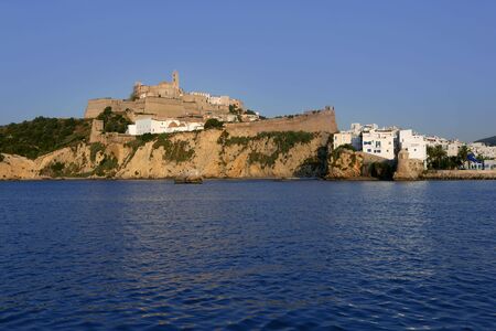 Ibiza Balearic Mediterranean white island from Spainの写真素材