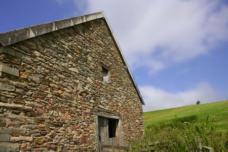 Masonry stone walls house in Navarra Pyrenees Spainの写真素材
