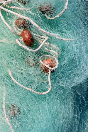 Fishing net and gear for professional fisherman boat, textureの写真素材