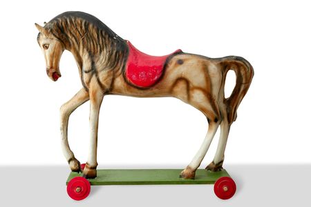 Horse wooden colorful toy for children retro vintageの写真素材