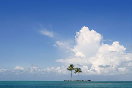 Blue summer day in lonely island lost on sea oceanの写真素材