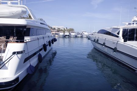Mallorca Puerto Portals port marina yachts in Spainの写真素材