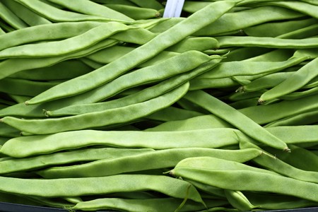 green beans vegetable texture in Spain market food background