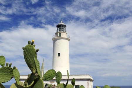 Formentera La Mota lighthouse balearic islands mediterranean Seaの写真素材