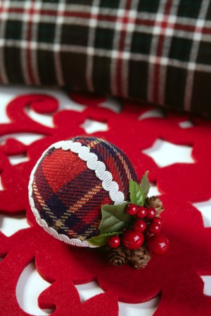 Christmas decoration fabric ball Scottish printing pattern    の写真素材