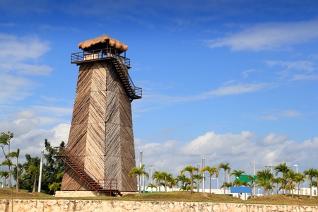 Cancun old airport control tower old wooden as a landmark monumentの写真素材