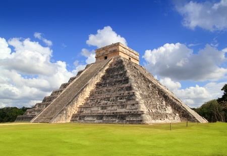 Ancient Chichen Itza Mayan Kukulcan pyramid in Mexico