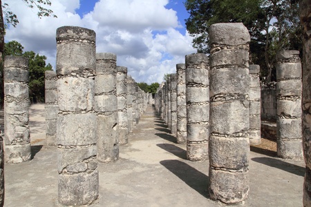 Mayan Chichen Itza Mexico thousand columns temple in Yucatanの写真素材