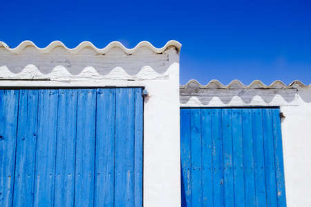 architecture balearic islands white blue doors detail Balearic islandsの写真素材
