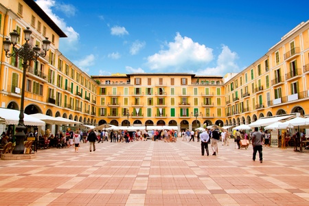 Majorca Plaza Mayor Major in Palma de Mallorca at old city downtownのeditorial素材