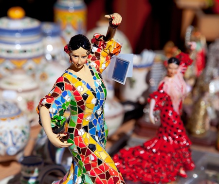 gipsy flamenco dancer woman statue crafts in Spainの写真素材