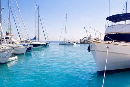 Luxury yachts in Formentera marina near ibiza