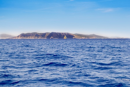 Els Freus of Ibiza view from Mediterranean sea in Balearic Islands