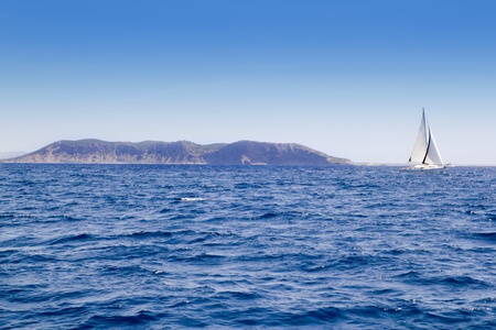 Els Freus of Ibiza view from Mediterranean sea in Balearic Islands