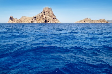 Ibiza Es Vedra an Vedranell islands in Mediterranean blue seaの写真素材