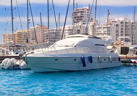 Ibiza San Antonio de Portmany marina boats in Balearic islandsの写真素材