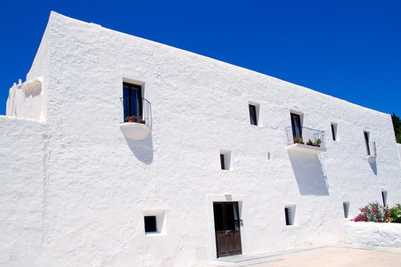 Ibiza white church in Sant Carles Peralta San Carlos mediterranean architectureの写真素材