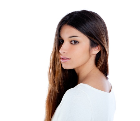 Asian indian profile girl brunette long hair portrait Asian indian profile girl brunette long hair portrait