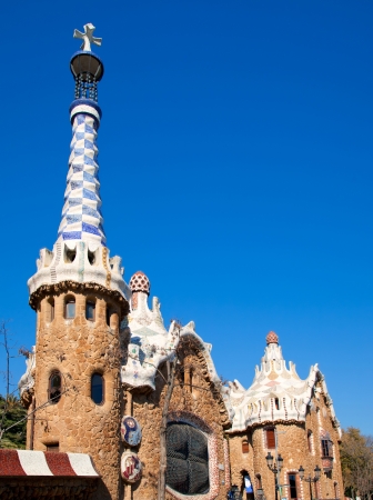 Barcelona Park Guell Gingerbread House of Gaudi modernism fairy taleのeditorial素材