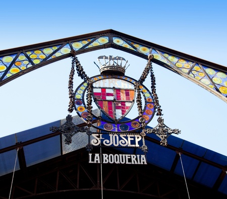 Barcelona Las Ramblas La Boqueria Market entrance detailのeditorial素材