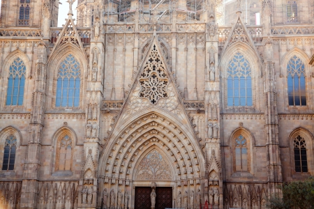 Cathedral of Barcelona Seu Seo gothic architecture in spain cataloniaの写真素材