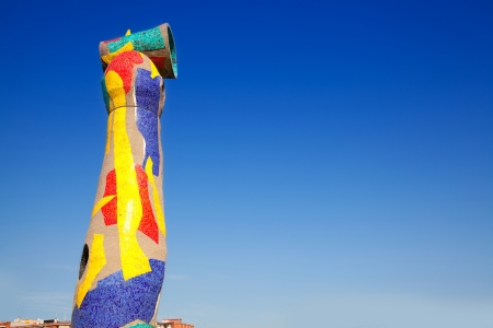Dona i Ocell sculpture of Joan Miro in Barcelona Woman and birdのeditorial素材