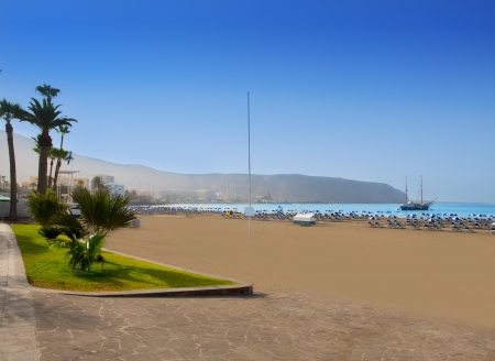 Los Cristianos beach in Arona Tenerife south at Canary Islandsの写真素材