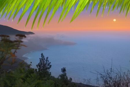 La Palma Punta Gaviota from Cuplida aerial with haze calima Canary Islandsの写真素材