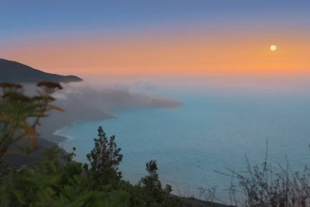 La Palma Punta Gaviota from Cuplida aerial with haze calima Canary Islandsの写真素材