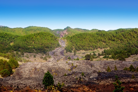Barranco de las Angustias lava river from Caldera Taburiente in La Palmaの写真素材