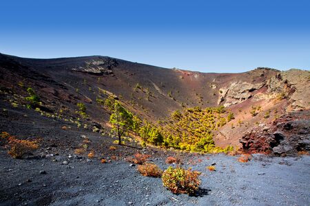 Crater in La Palma San Antonio volcano Fuencaliente at Canary islandsの写真素材