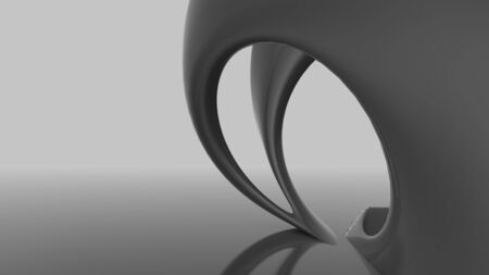 Abstract futuristic architecture organic shapes 3d render black and whiteの写真素材