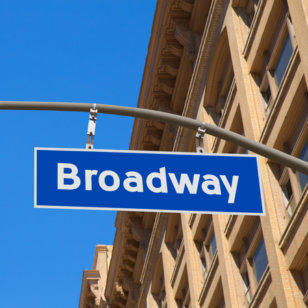 Broadway street Los Angeles Road sign hangingの写真素材